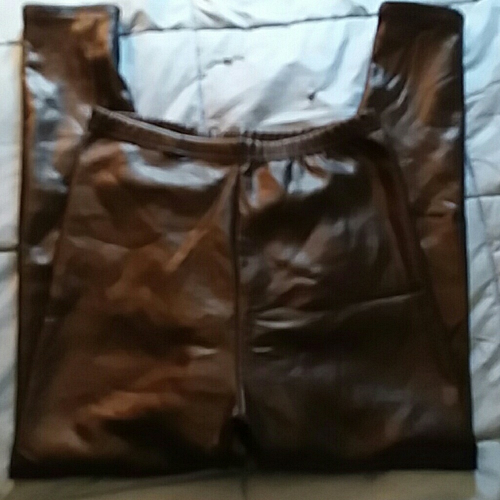 Faux leather pull on pants